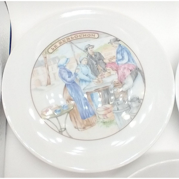 APILCO France Porcelain Plates Set/3 Cheese Motif Brie Roquefort Reblochon 7" - Picture 8 of 11